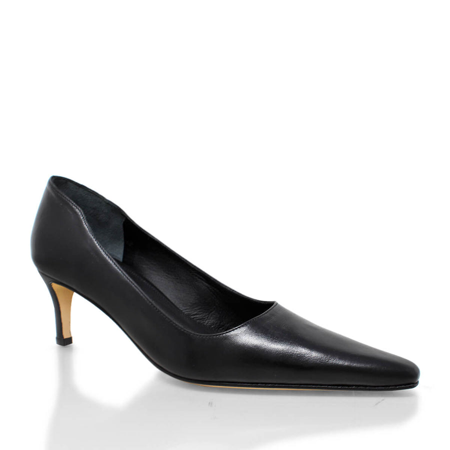 CRUZ 60 - Negro Regina Romero Zapato Zapatilla Tacon Bajo Para Dama en Piel