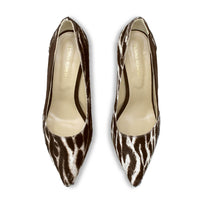 GEMA 75 - Cafe Print Regina Romero Zapato Zapatilla Tacon Alto Para Dama en Piel