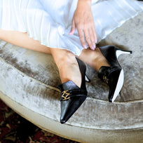 LONDON 60 - Negro Regina Romero Zapato Zapatilla Tacon Bajo Para Dama en Piel