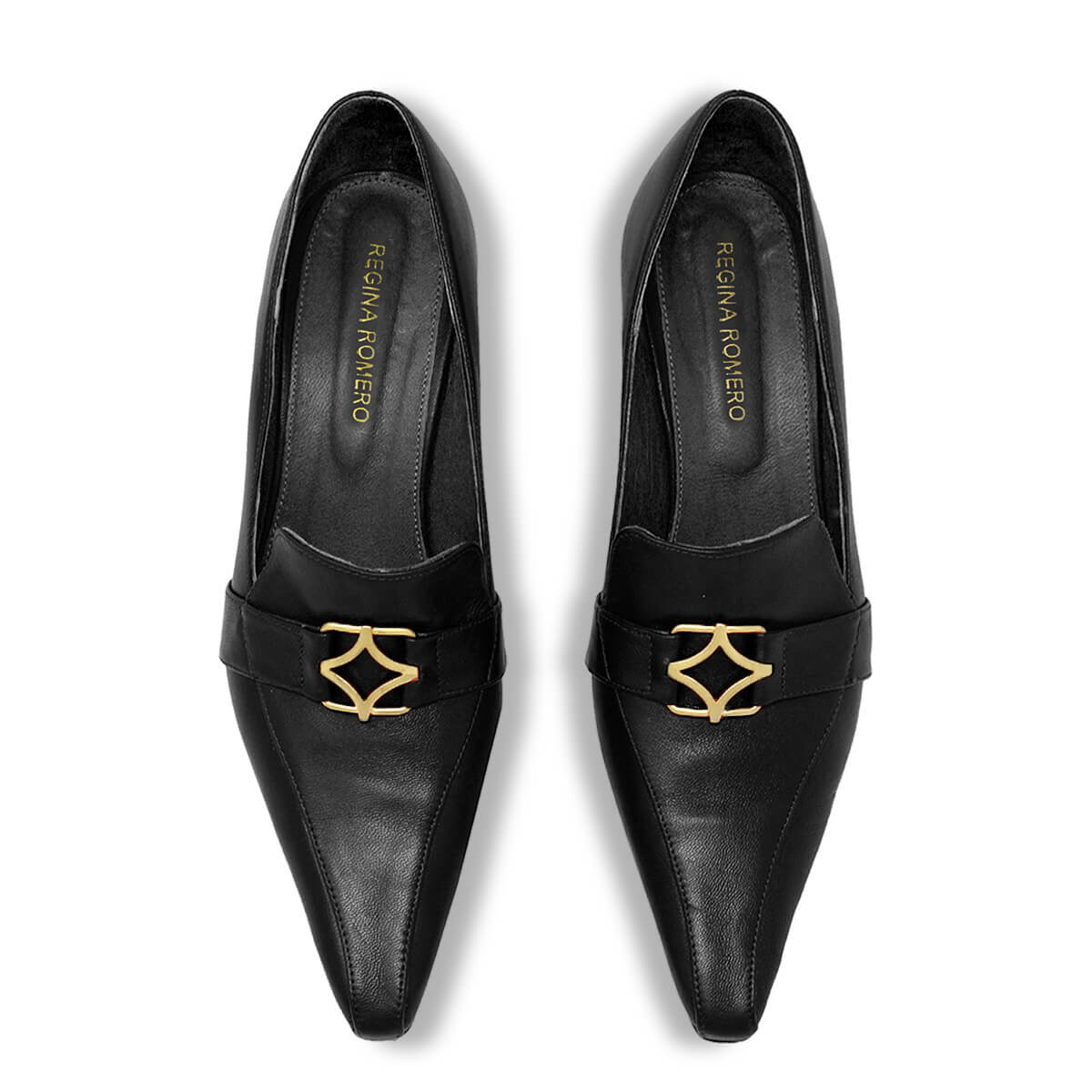 LONDON 60 - Negro Regina Romero Zapato Zapatilla Tacon Bajo Para Dama en Piel
