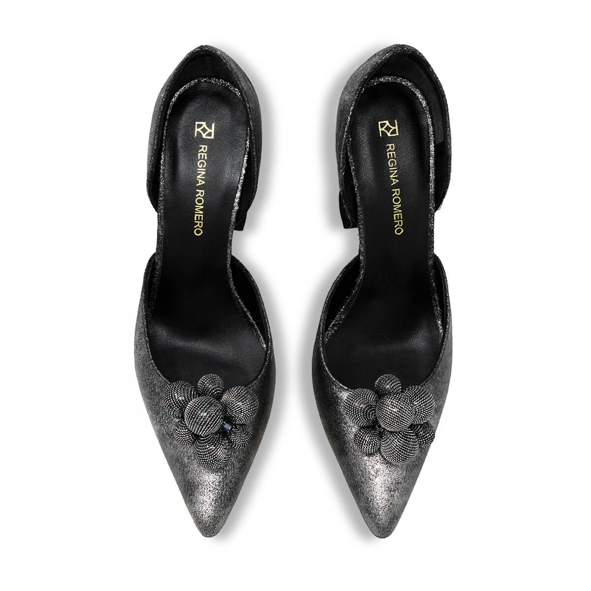 PATY 75 - Titanio Regina Romero Zapato Zapatilla Tacon Alto Para Dama en Piel