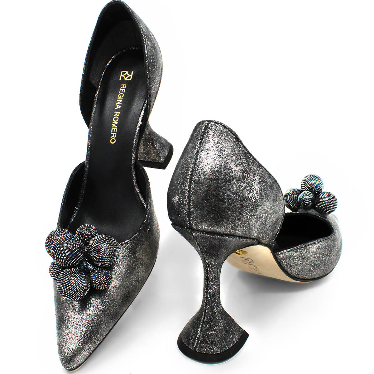 PATY 75 - Titanio Regina Romero Zapato Zapatilla Tacon Alto Para Dama en Piel
