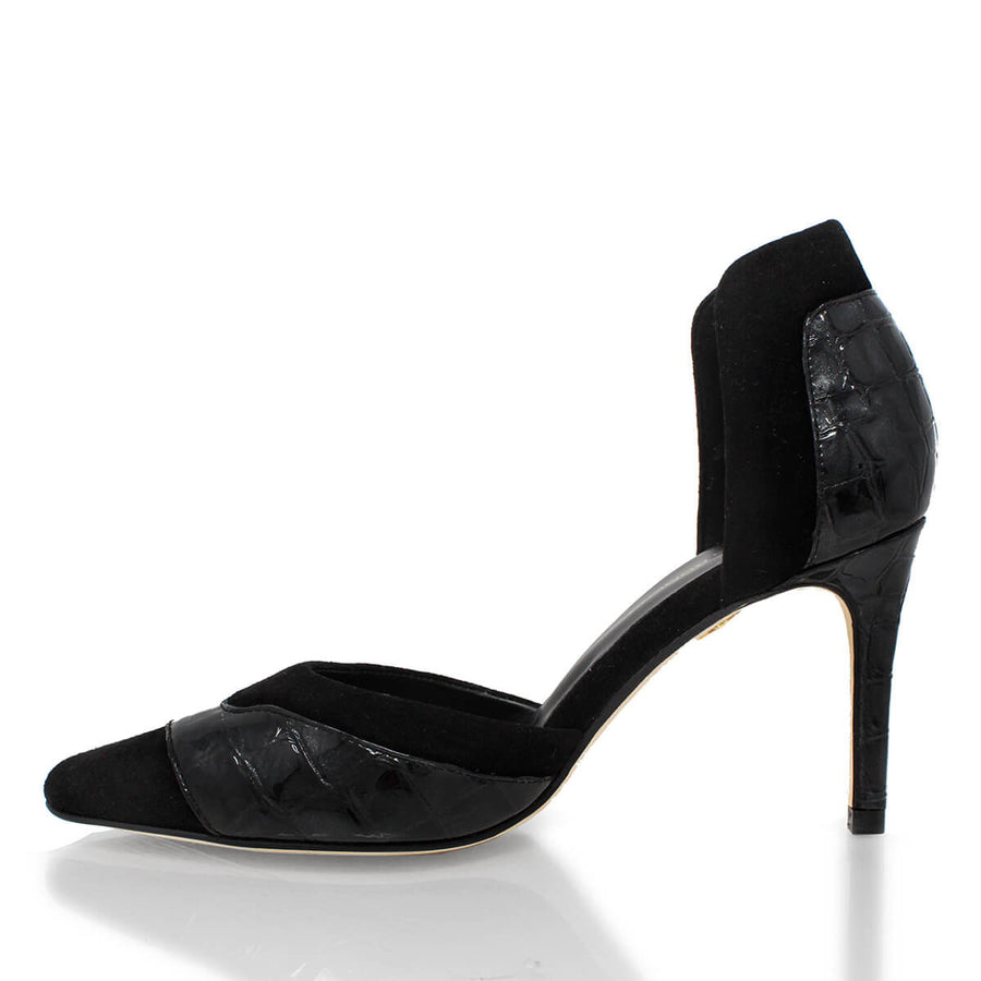 RANIA 75 - Negro Regina Romero Zapato Zapatilla Tacon Alto Para Dama en Piel