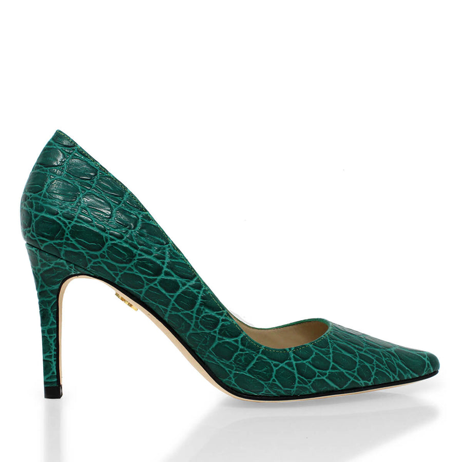 REGINA PUMP 75 - Verde Jade Regina Romero Zapato Zapatilla Tacon Alto Para Dama en Piel