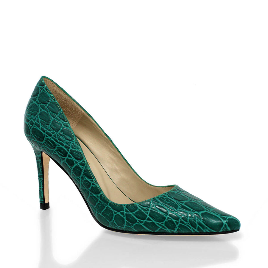 REGINA PUMP 75 - Verde Jade Regina Romero Zapato Zapatilla Tacon Alto Para Dama en Piel