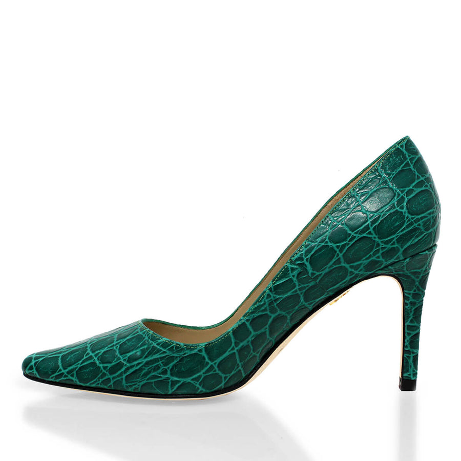 REGINA PUMP 75 - Verde Jade Regina Romero Zapato Zapatilla Tacon Alto Para Dama en Piel