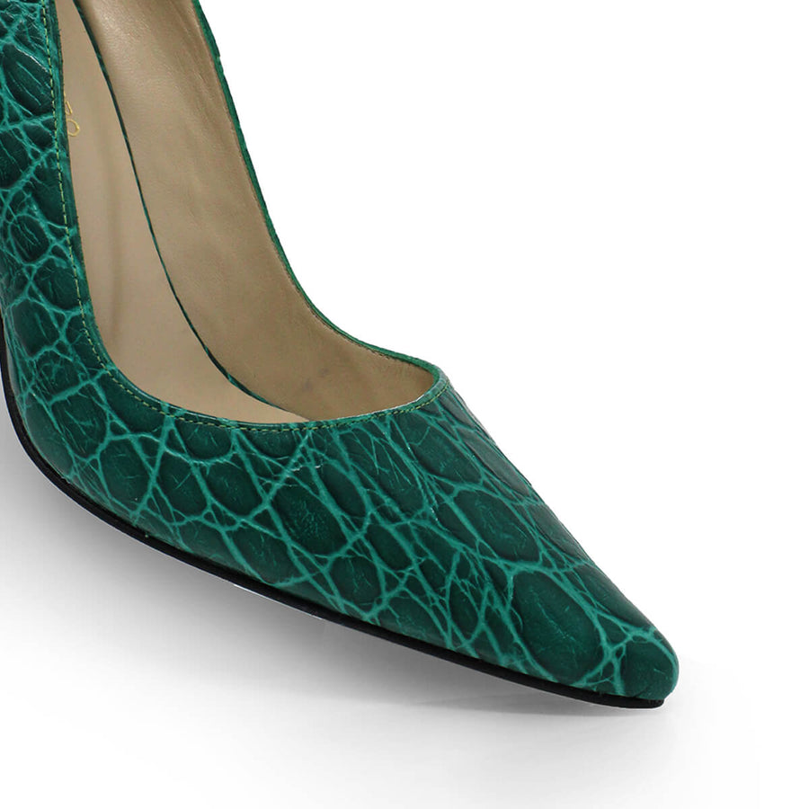 REGINA PUMP 75 - Verde Jade Regina Romero Zapato Zapatilla Tacon Alto Para Dama en Piel
