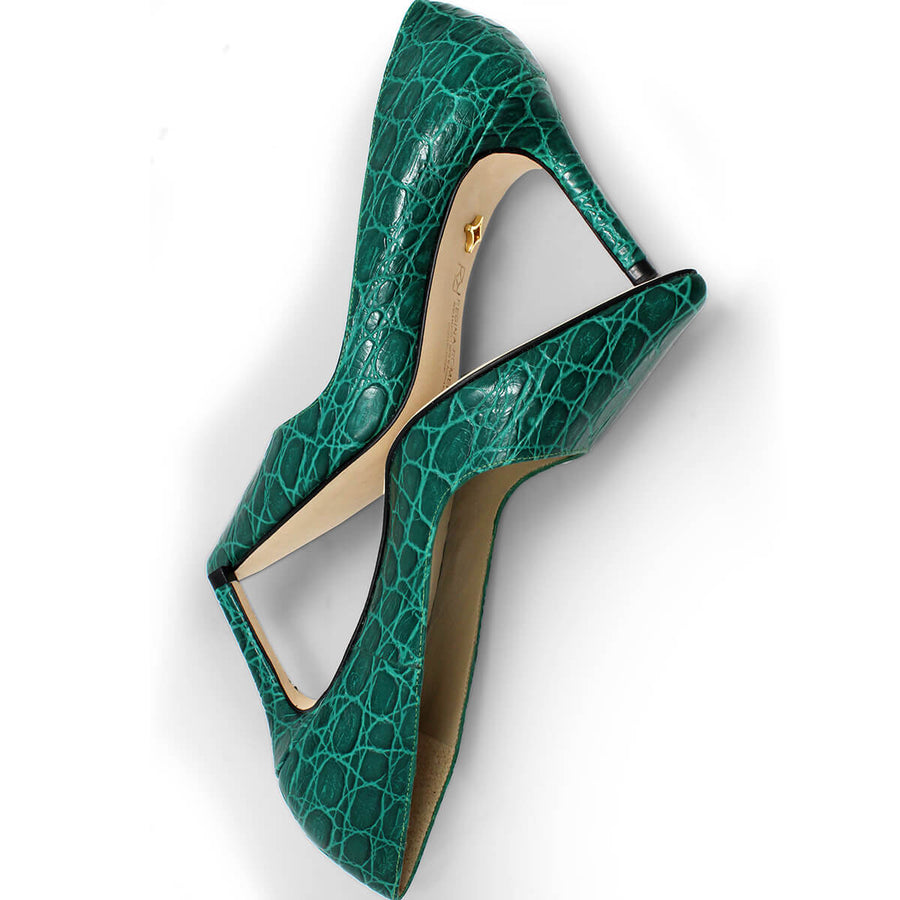REGINA PUMP 75 - Verde Jade Regina Romero Zapato Zapatilla Tacon Alto Para Dama en Piel