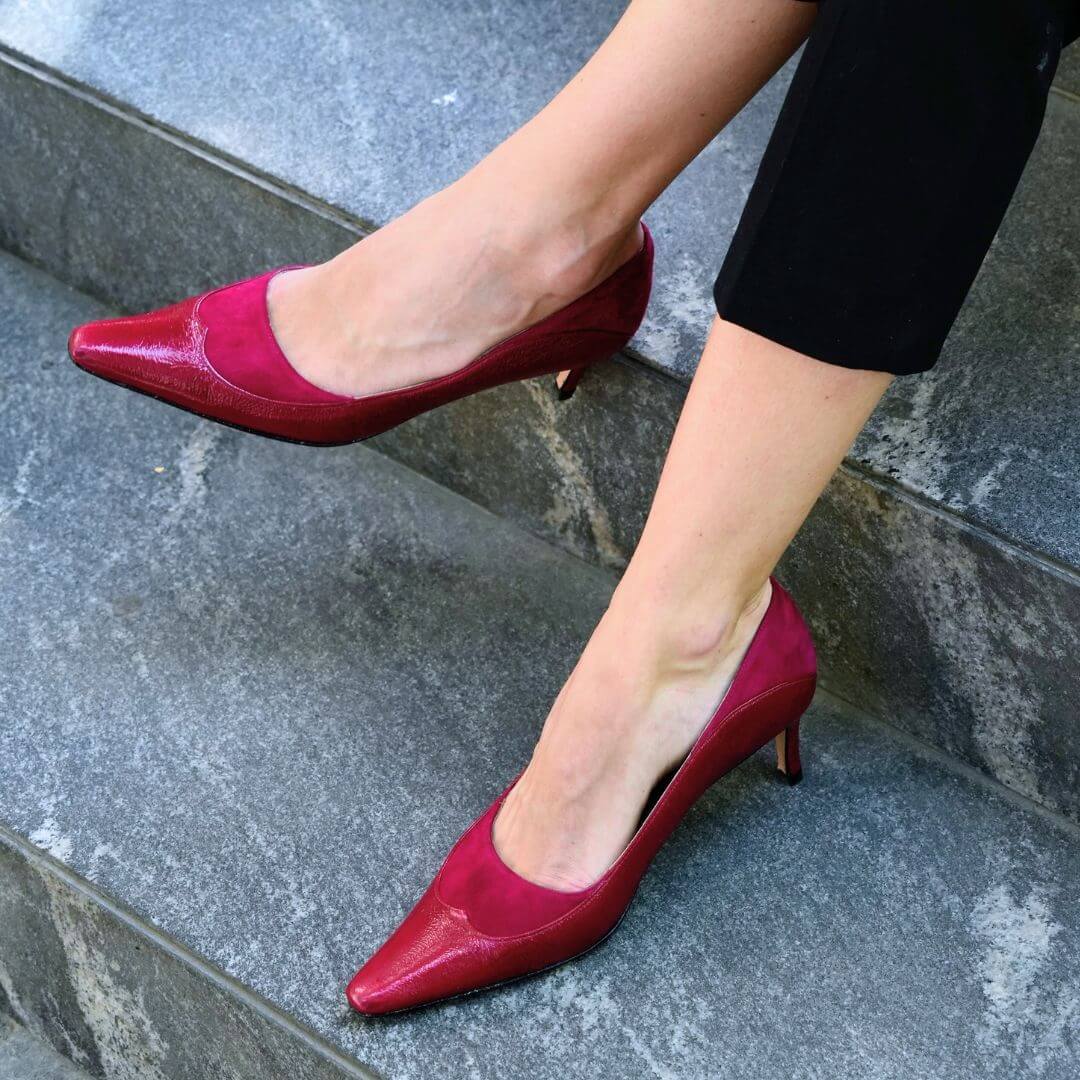 RICCARDI 60 - Lipstick Rosa Regina Romero Zapato Zapatilla Tacon Bajo Para Dama en Piel