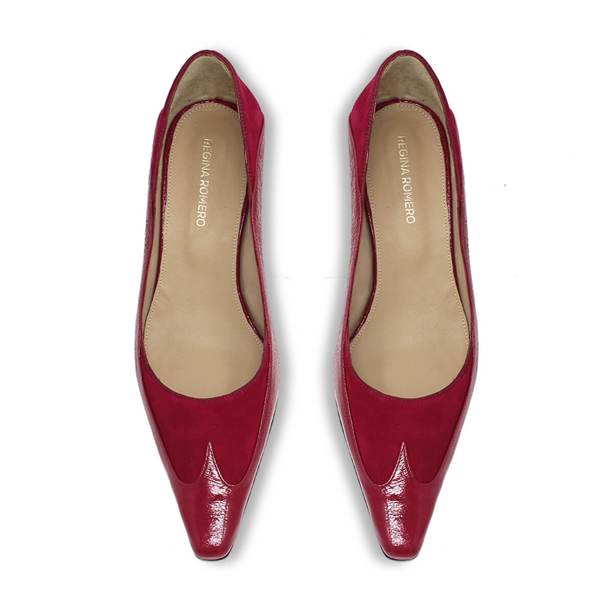 RICCARDI 60 - Lipstick Rosa Regina Romero Zapato Zapatilla Tacon Bajo Para Dama en Piel