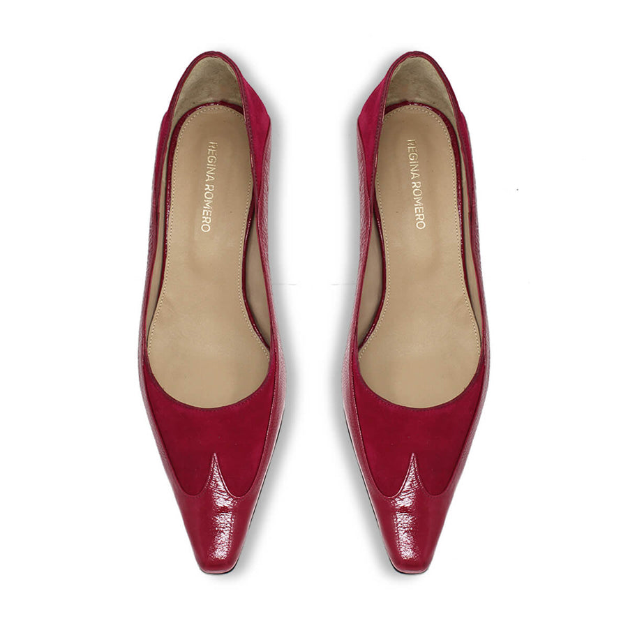 RICCARDI 60 - Lipstick Rosa Regina Romero Zapato Zapatilla Tacon Bajo Para Dama en Piel
