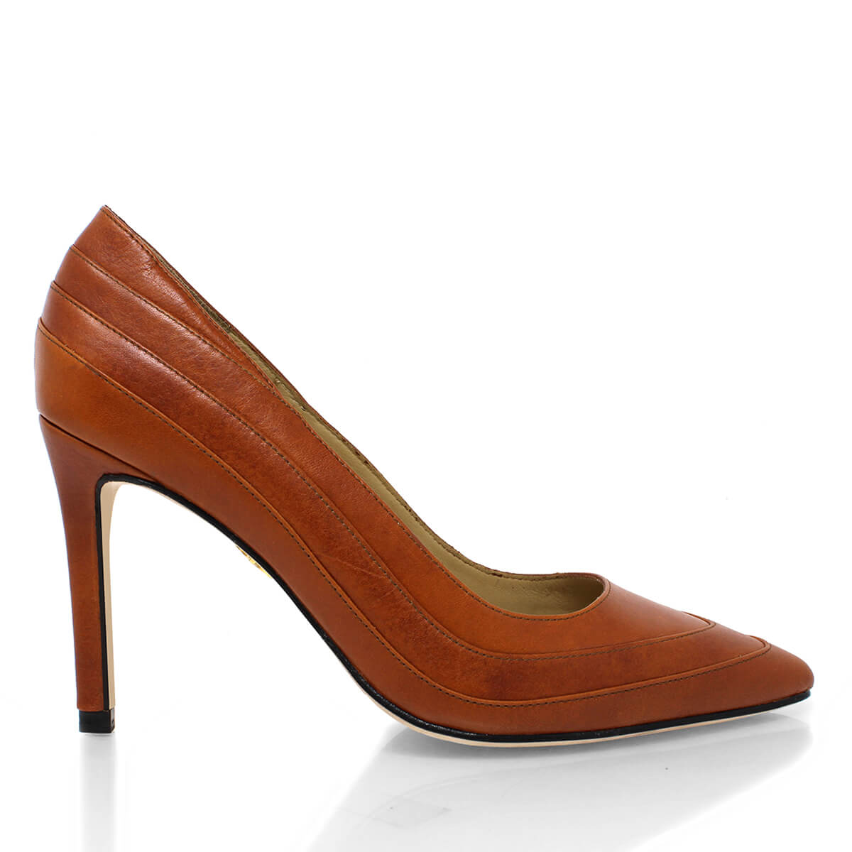 ROUS 75 - Tan Regina Romero Zapato Zapatilla Tacon Alto Para Dama en Piel