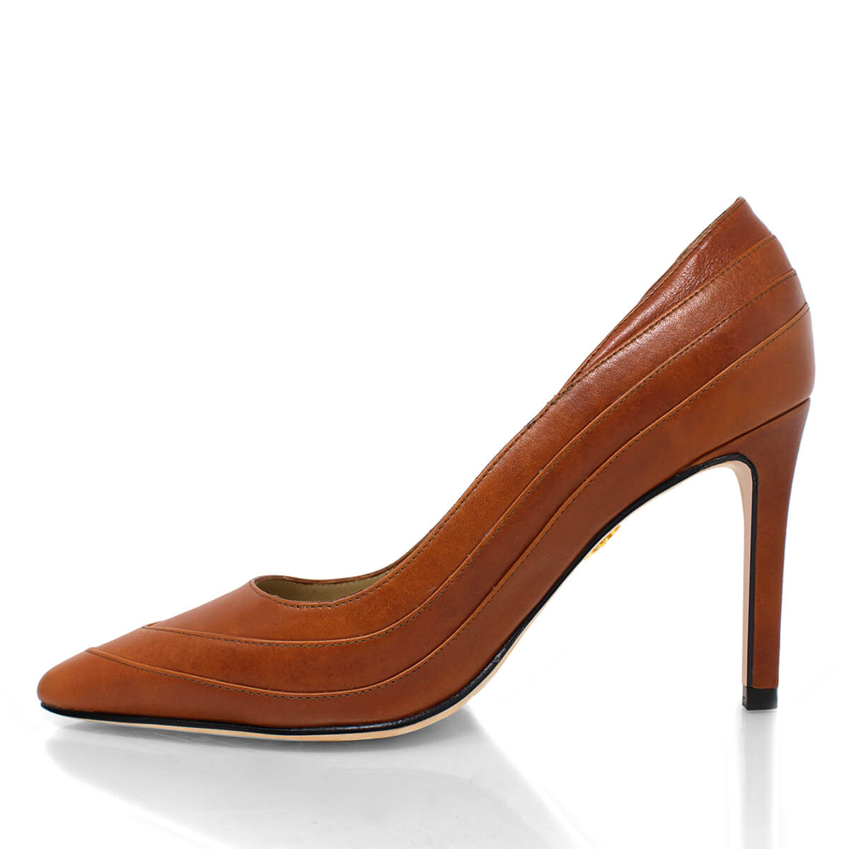 ROUS 75 - Tan Regina Romero Zapato Zapatilla Tacon Alto Para Dama en Piel