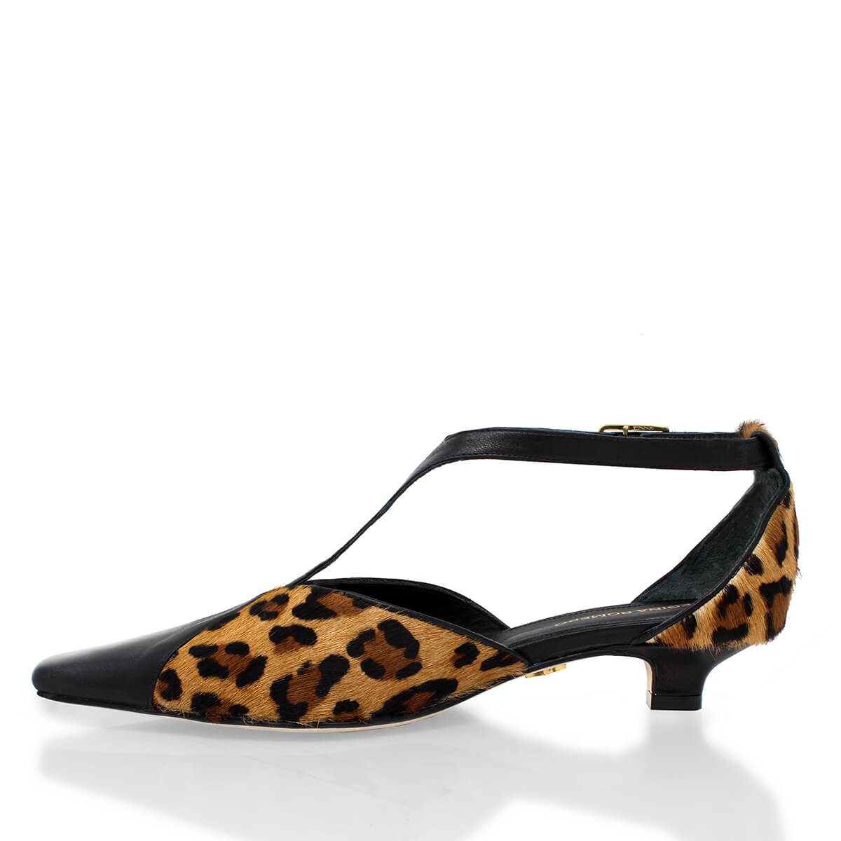 FIORELLA 30 - Cafe Print Regina Romero Zapato Zapatilla Tacon Bajo Para Dama en Piel