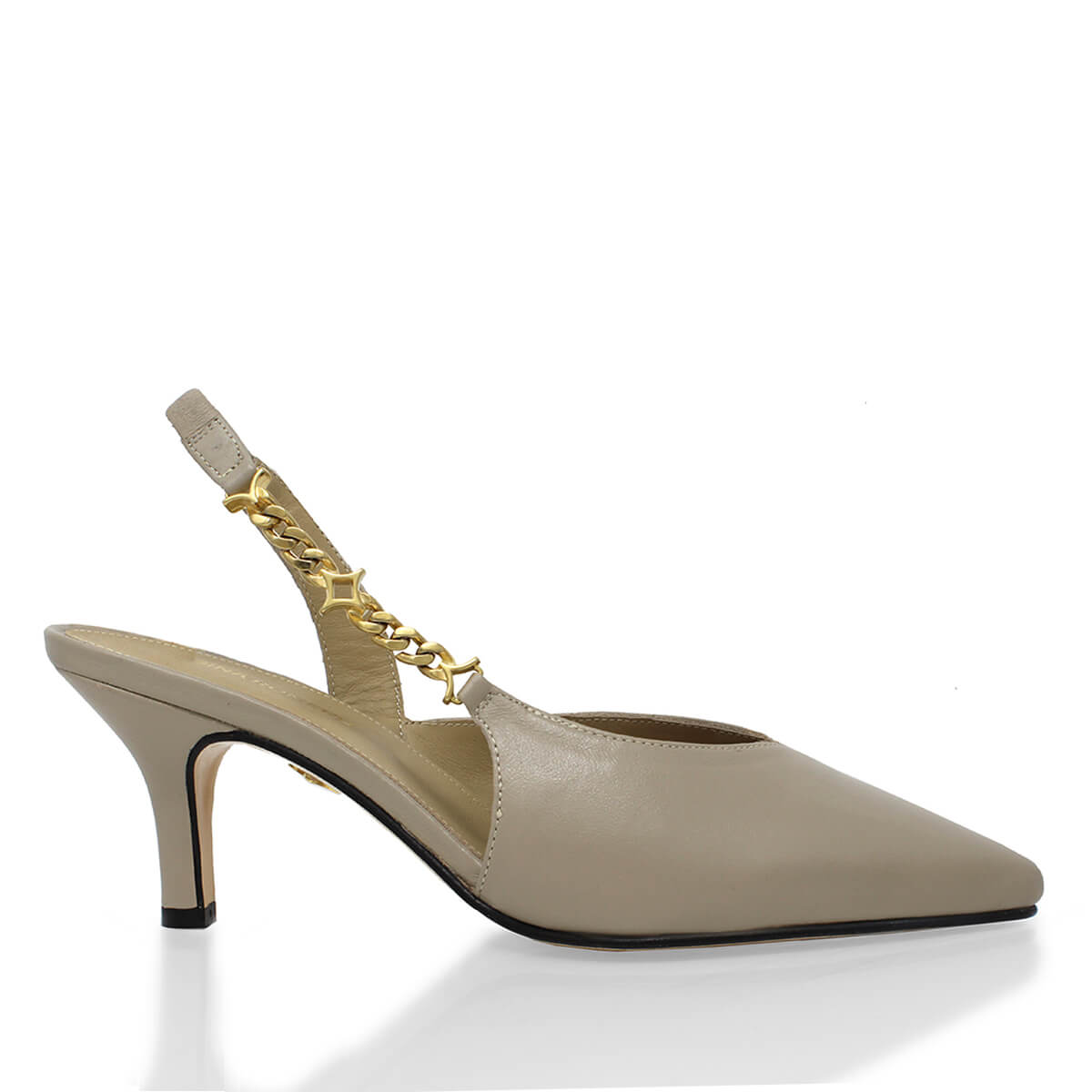 MEGAN 60 - Beige Regina Romero Zapato Sandalia Zapatilla Tacon Bajo Para Dama en Piel