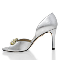 BELLINI 85 - Plata Regina Romero Zapato Sandalia Zapatilla Tacon Alto Para Dama en Piel