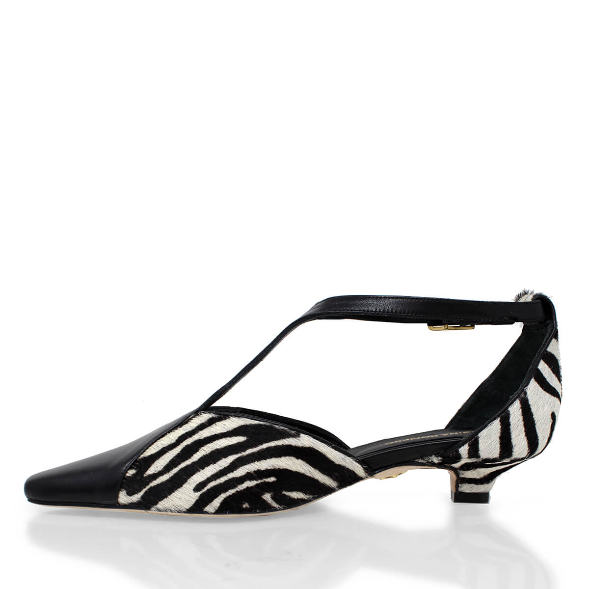 FIORELLA 30 - Negro Print Regina Romero Zapato Zapatilla Tacon Bajo Para Dama en Piel