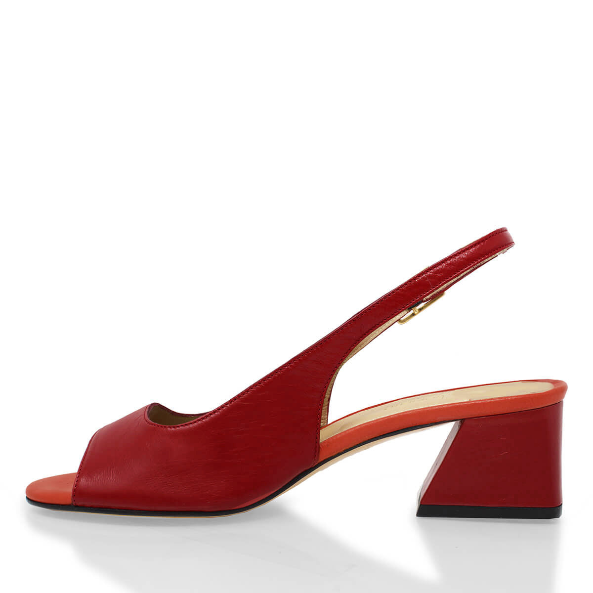 GEORGIA 50 - Rojo y Naranja Regina Romero Zapato Sandalia Zapatilla Tacon Bajo Para Dama en Piel