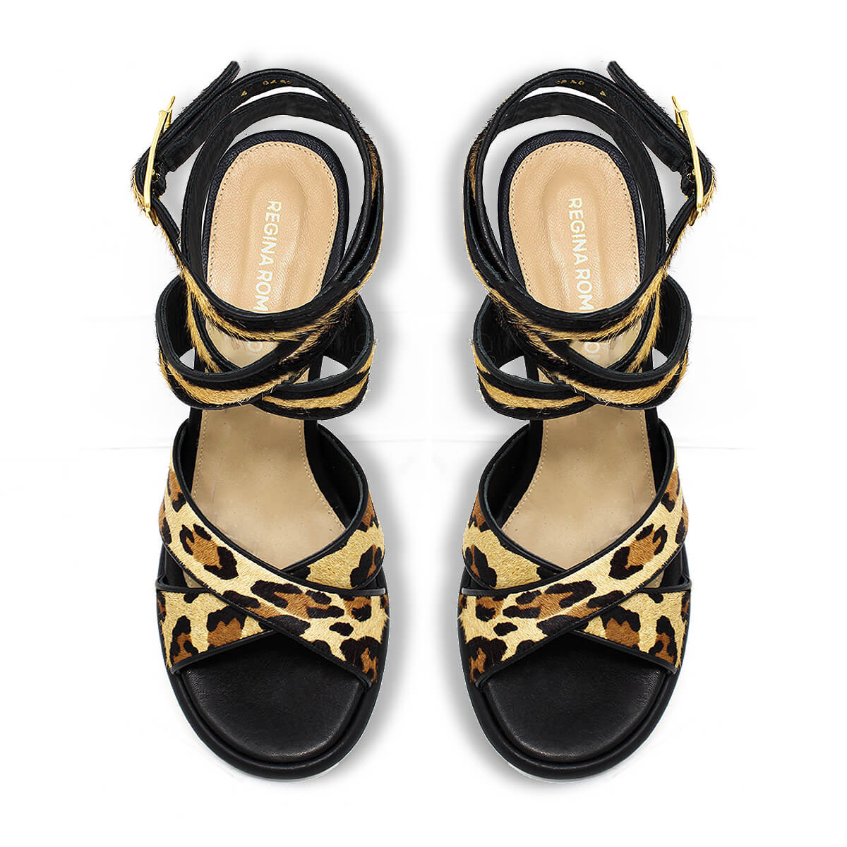 GIANNINA 85 - Beige Print y Negro Regina Romero Zapato Zapatilla Tacon Alto Para Dama en Piel