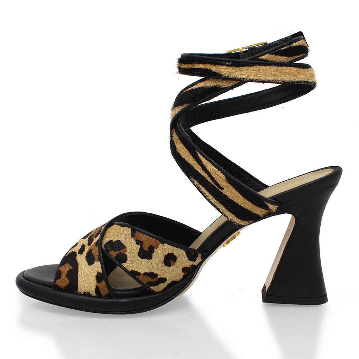 GIANNINA 85 - Beige Print y Negro Regina Romero Zapato Zapatilla Tacon Alto Para Dama en Piel