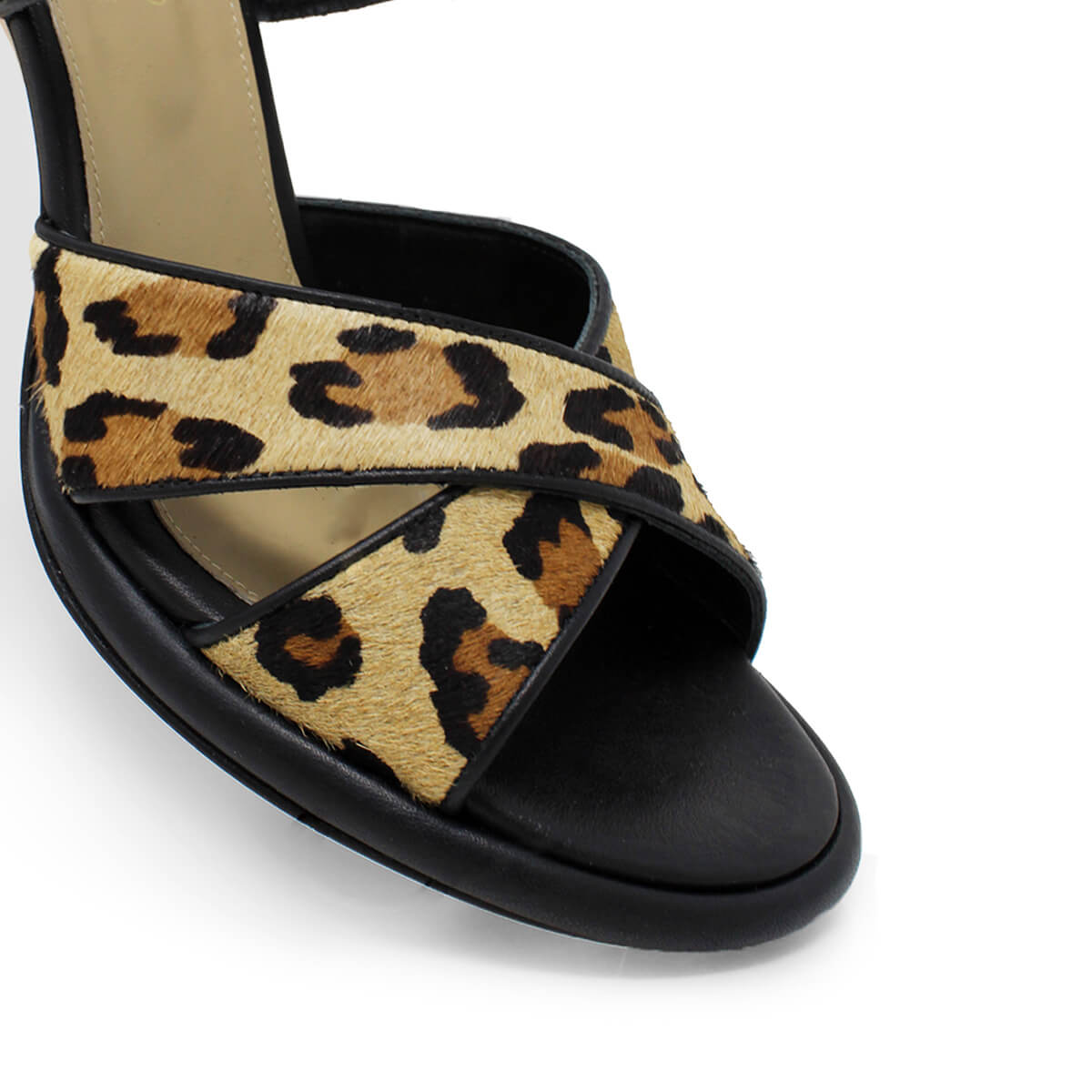 GIANNINA 85 - Beige Print y Negro Regina Romero Zapato Zapatilla Tacon Alto Para Dama en Piel