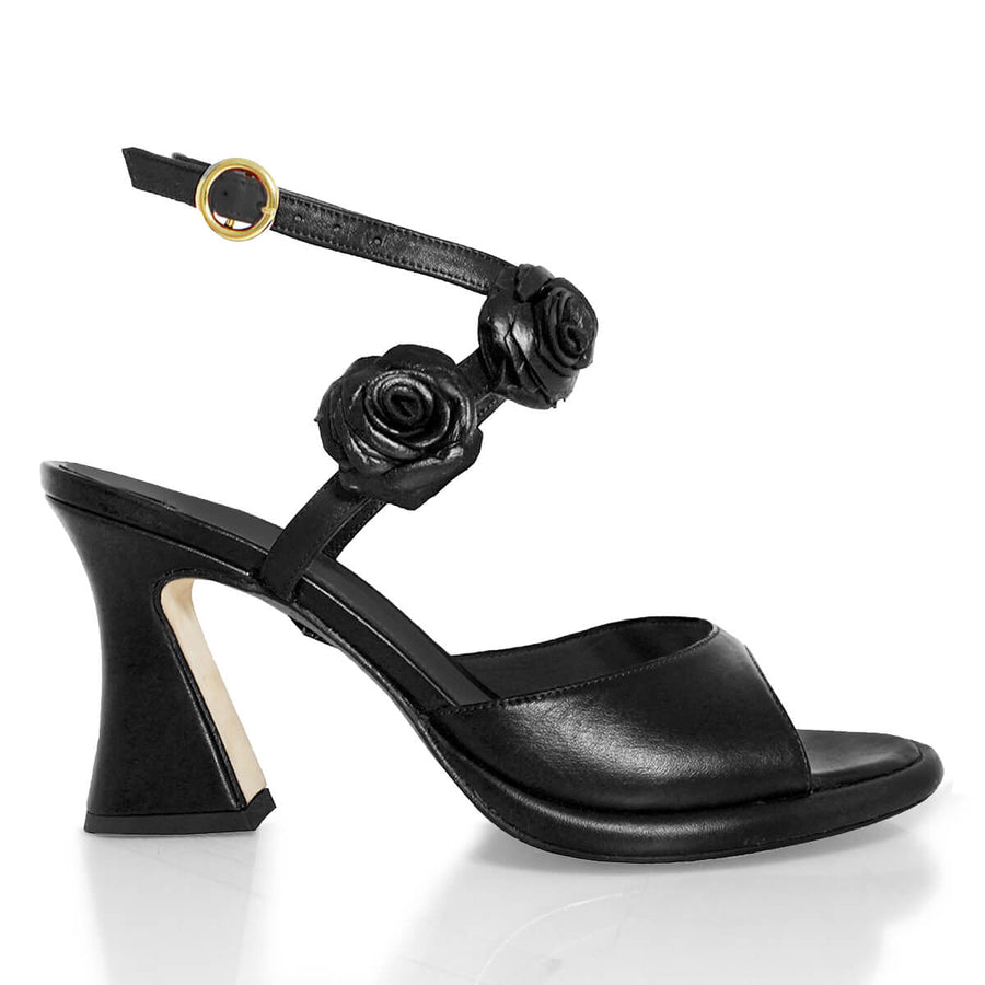 GODIVA 85 - Negro Regina Romero Zapato Zapatilla Tacon Alto Para Dama en Piel