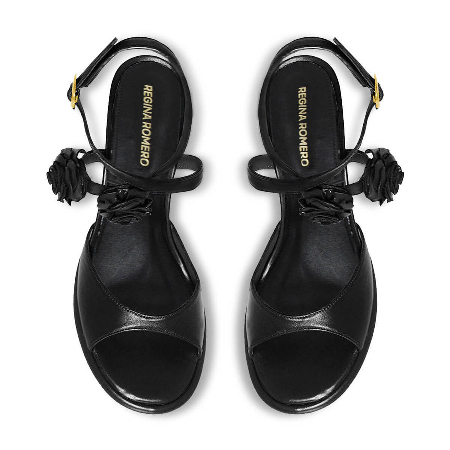 GODIVA 85 - Negro Regina Romero Zapato Zapatilla Tacon Alto Para Dama en Piel