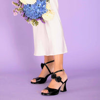 GODIVA 85 - Negro Regina Romero Zapato Zapatilla Tacon Alto Para Dama en Piel