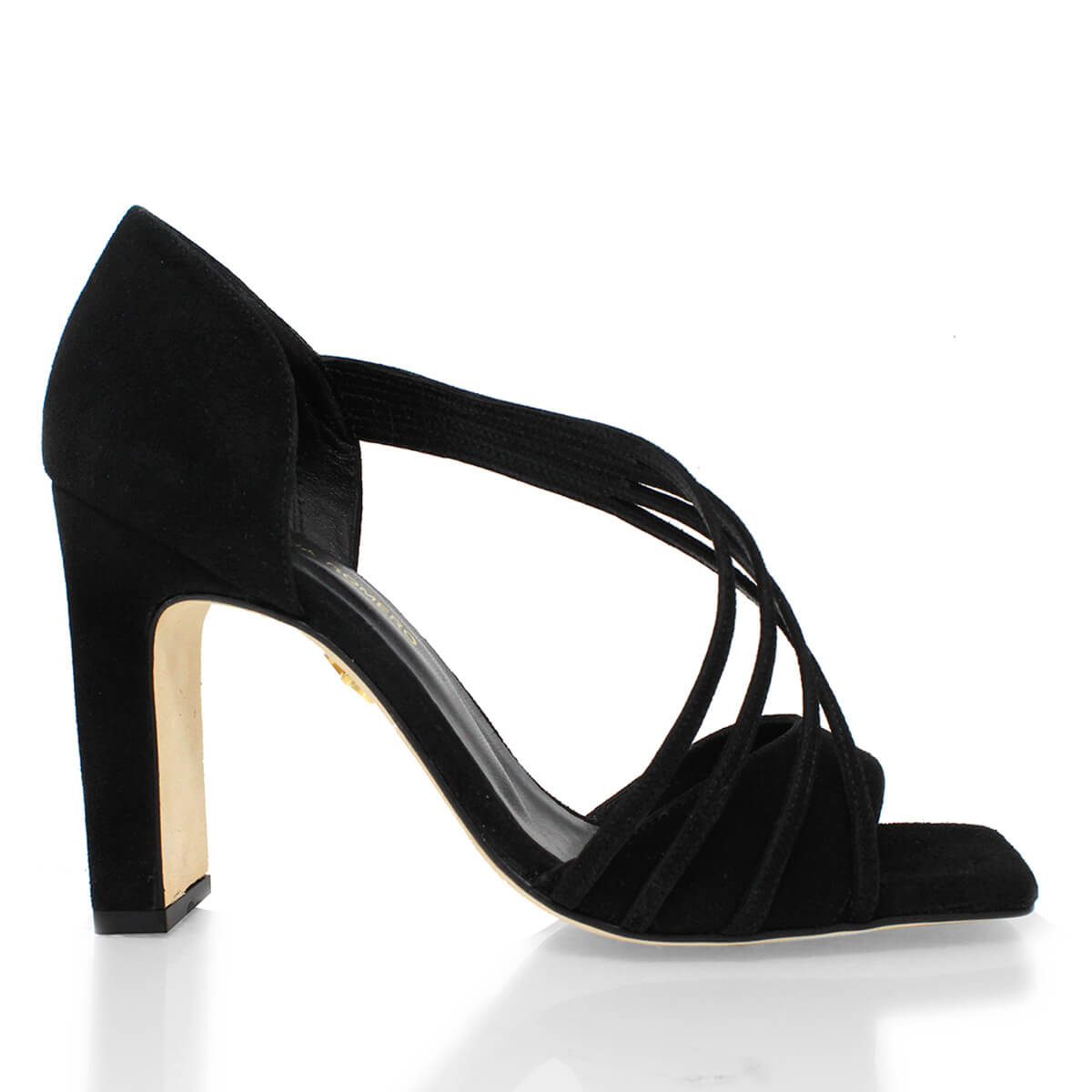 HELIA 100 - Old Gold Regina Romero High Heel Sandal Shoe for Lady in Leather