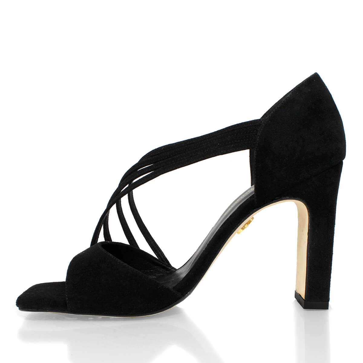 HELIA 100 - Old Gold Regina Romero High Heel Sandal Shoe for Lady in Leather