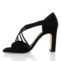HADA 100 - Ante Negro Regina Romero Zapato Sandalia Zapatilla Tacon Alto Para Dama en Piel
