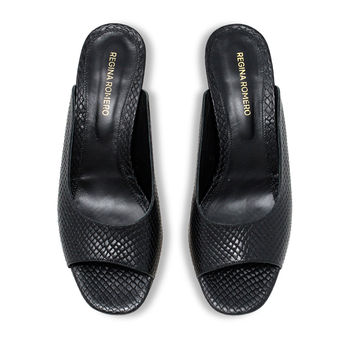 HOLBOX 60 - Negro Regina Romero Zapato Sandalia Zapatilla Tacon Bajo Para Dama en Piel