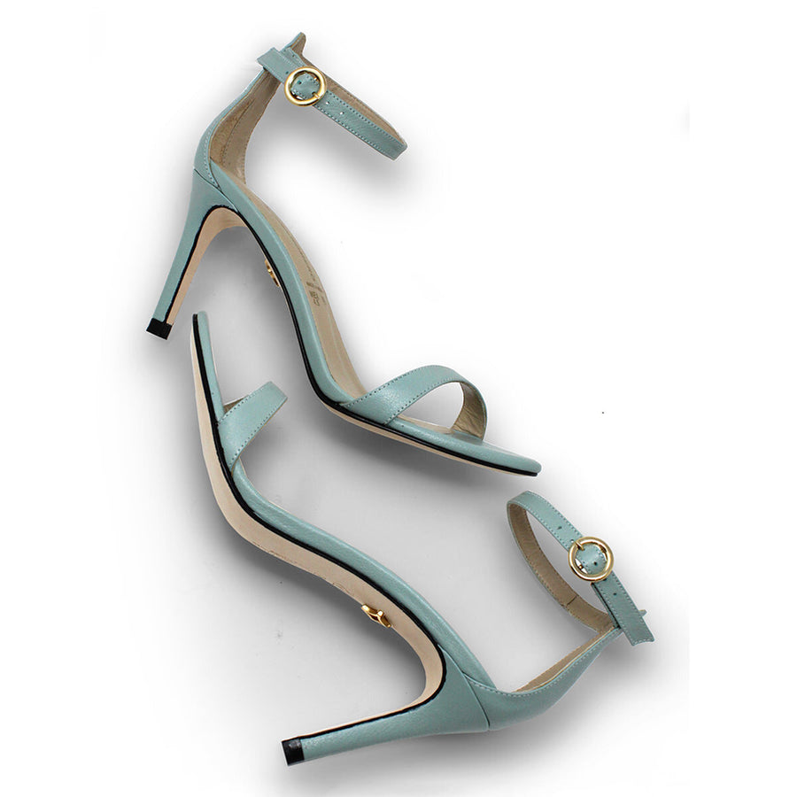 YVETTE 85 - Menta Regina Romero Zapato Sandalia Zapatilla Tacon Alto Para Dama en Piel