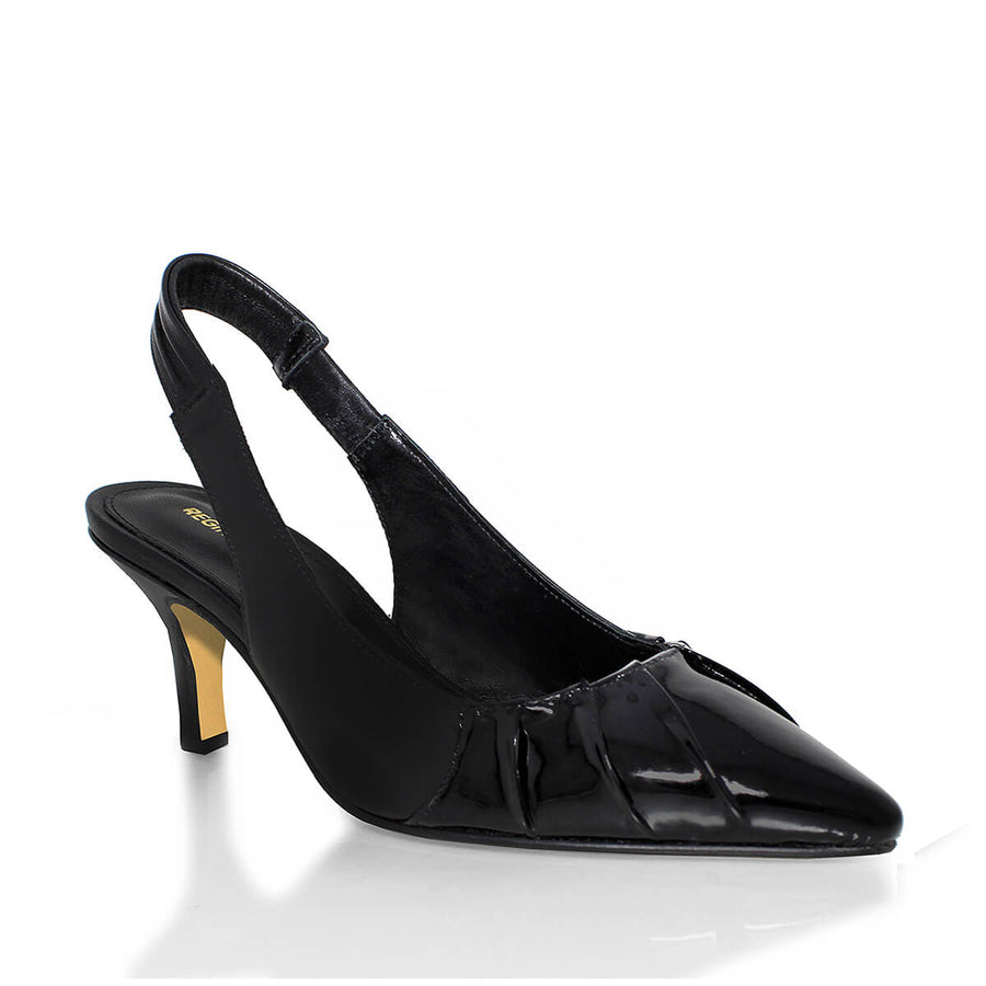 JONES 50 - Negro Regina Romero Zapato Zapatilla Tacon Bajo Para Dama en Piel