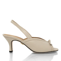 JORDAN 60 - Beige Regina Romero Zapato Sandalia Zapatilla Tacon Bajo Para Dama en Piel