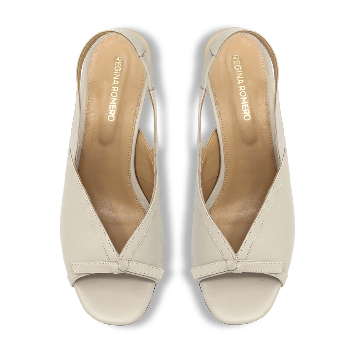 JORDAN 60 - Beige Regina Romero Zapato Sandalia Zapatilla Tacon Bajo Para Dama en Piel