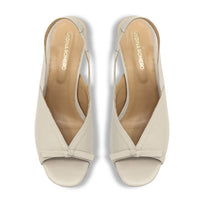 JORDAN 60 - Beige Regina Romero Zapato Sandalia Zapatilla Tacon Bajo Para Dama en Piel