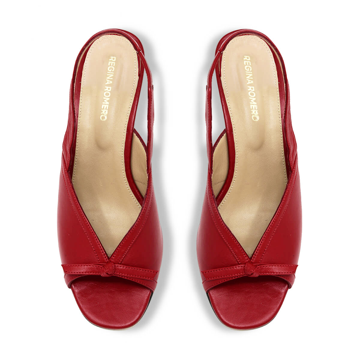 JORDAN 60 - Rojo Regina Romero Zapato Sandalia Zapatilla Tacon Bajo Para Dama en Piel