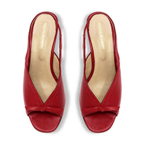 JORDAN 60 - Rojo Regina Romero Zapato Sandalia Zapatilla Tacon Bajo Para Dama en Piel