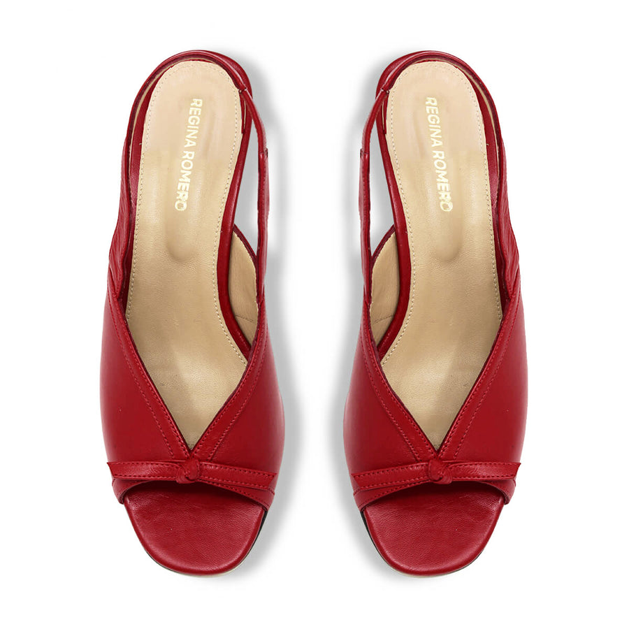 JORDAN 60 - Rojo Regina Romero Zapato Sandalia Zapatilla Tacon Bajo Para Dama en Piel