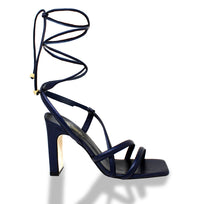 PIA 100 - Black and Stainless Steel Regina Romero High Heel Sandal Shoe for Lady in Leather