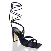 PIA 100 - Black and Stainless Steel Regina Romero High Heel Sandal Shoe for Lady in Leather