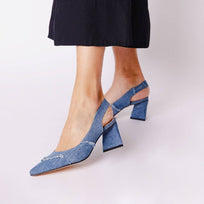 LIZZY 50 - Denim Regina Romero Zapato Zapatilla Tacon Bajo Para Dama