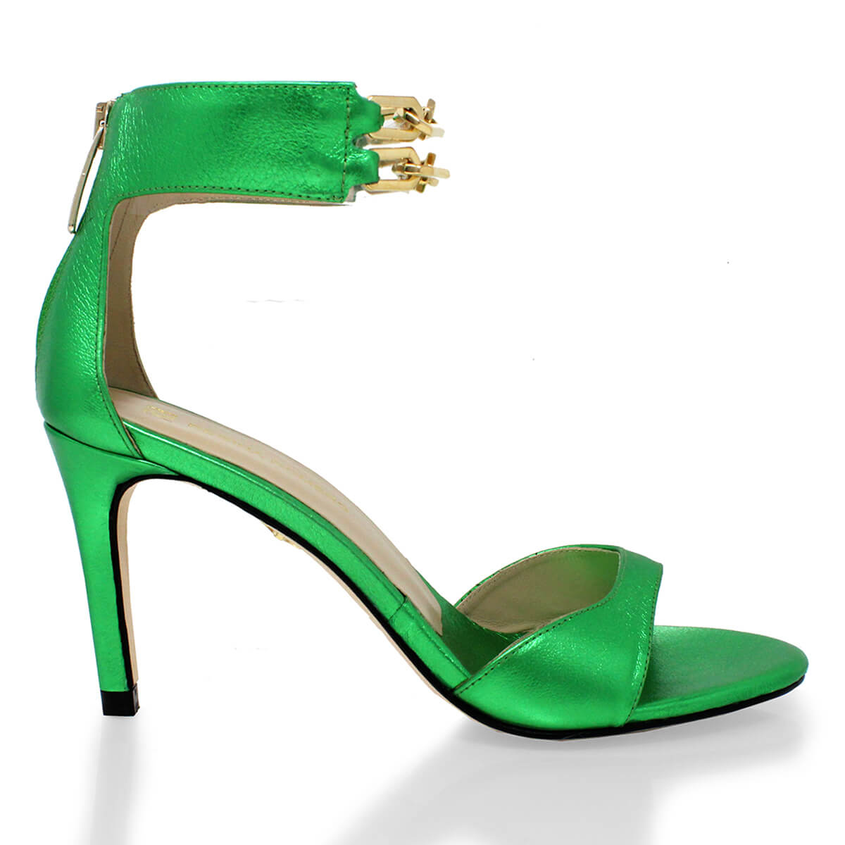 LORENA 85 - Verde Metalico Regina Romero Zapato Sandalia Zapatilla Tacon Alto Para Dama en Piel