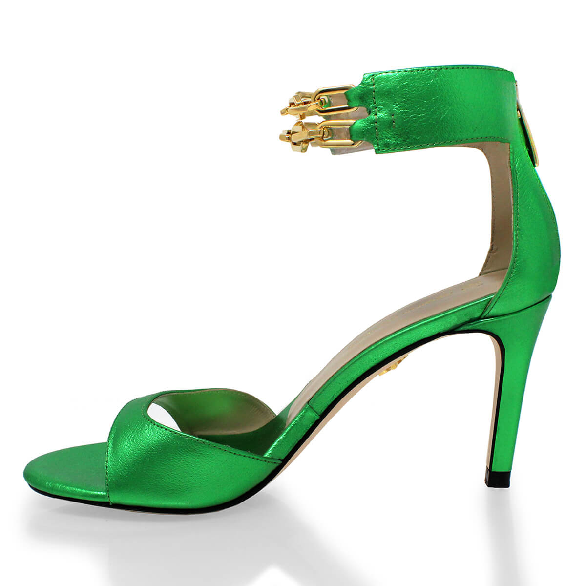 LORENA 85 - Verde Metalico Regina Romero Zapato Sandalia Zapatilla Tacon Alto Para Dama en Piel