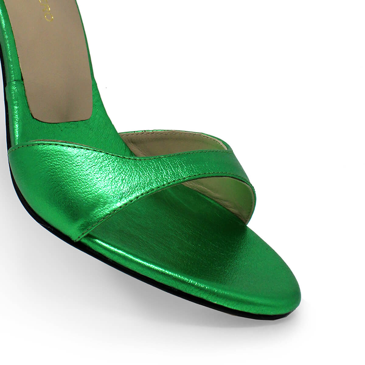 LORENA 85 - Verde Metalico Regina Romero Zapato Sandalia Zapatilla Tacon Alto Para Dama en Piel