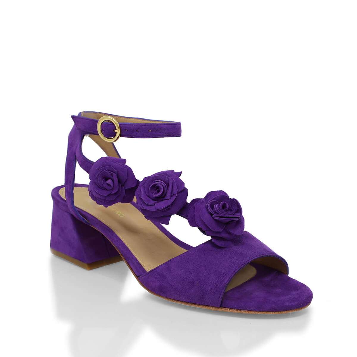 MIRACLE 50 - Morado Regina Romero Zapato Sandalia Zapatilla Tacon Bajo Para Dama en Piel