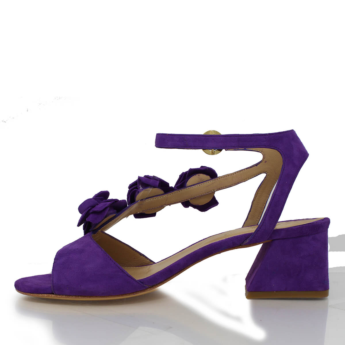 MIRACLE 50 - Morado Regina Romero Zapato Sandalia Zapatilla Tacon Bajo Para Dama en Piel