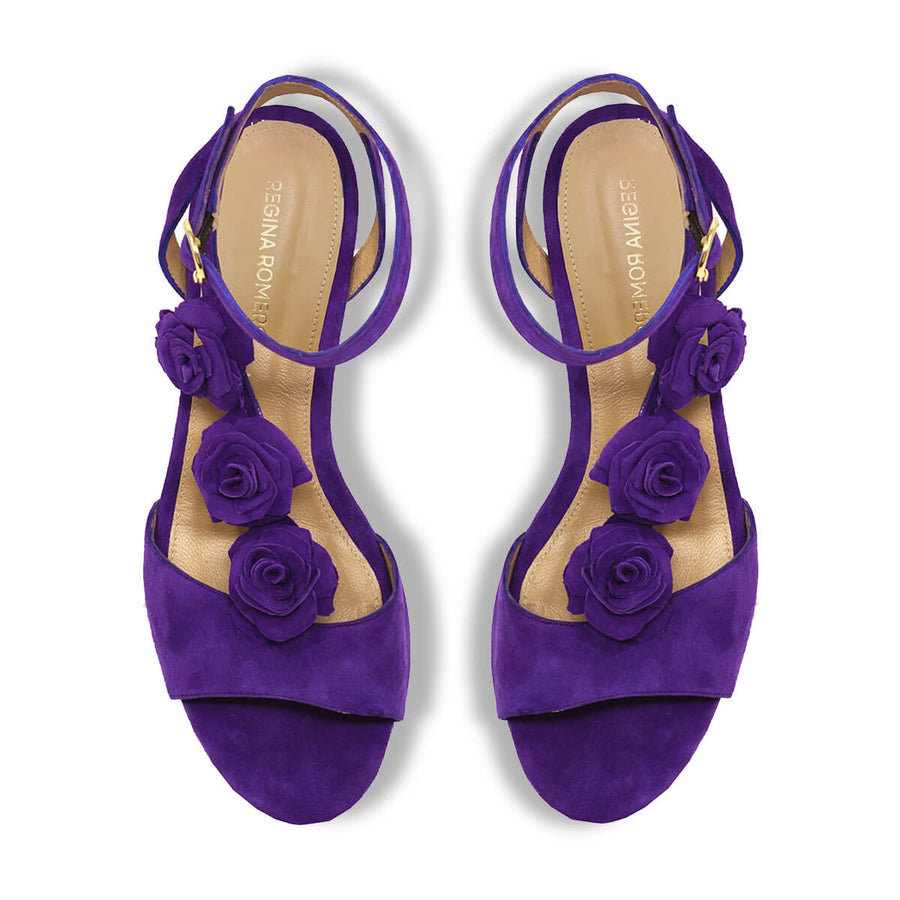 MIRACLE 50 - Morado Regina Romero Zapato Sandalia Zapatilla Tacon Bajo Para Dama en Piel