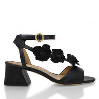 MIRACLE 50 - Negro Regina Romero Zapato Sandalia Zapatilla Tacon Bajo Para Dama en Piel